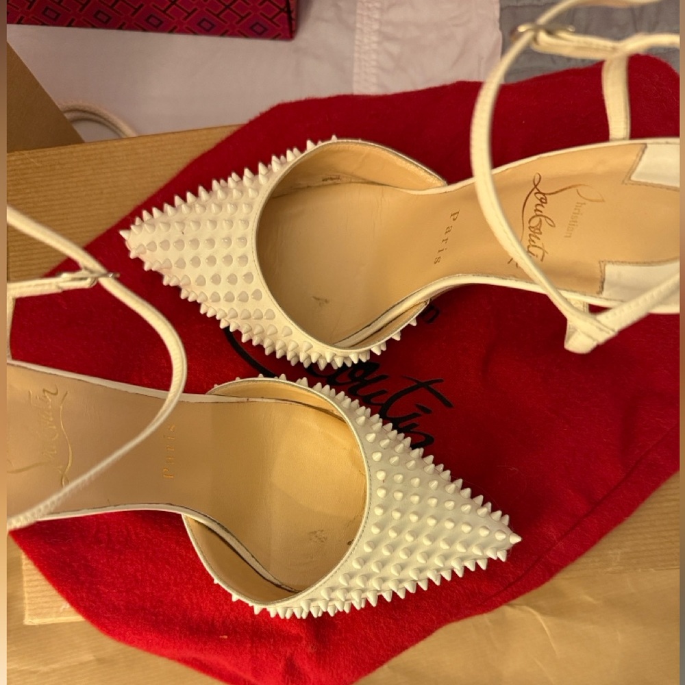 Christian Louboutin Baila Spike 100 Kid Neige size 7 designer stiletto heels - Picture 6 of 16